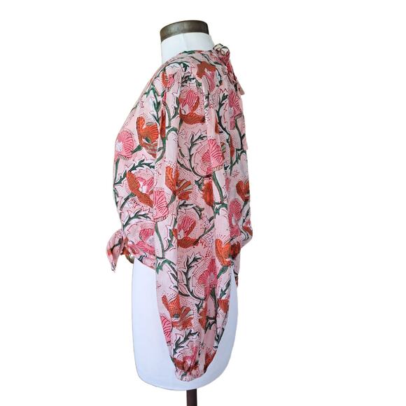 Desert Queen Gypsy Cropped Top in Pink Rich Poppy Floral Print L / 8 - Picture 3 of 12